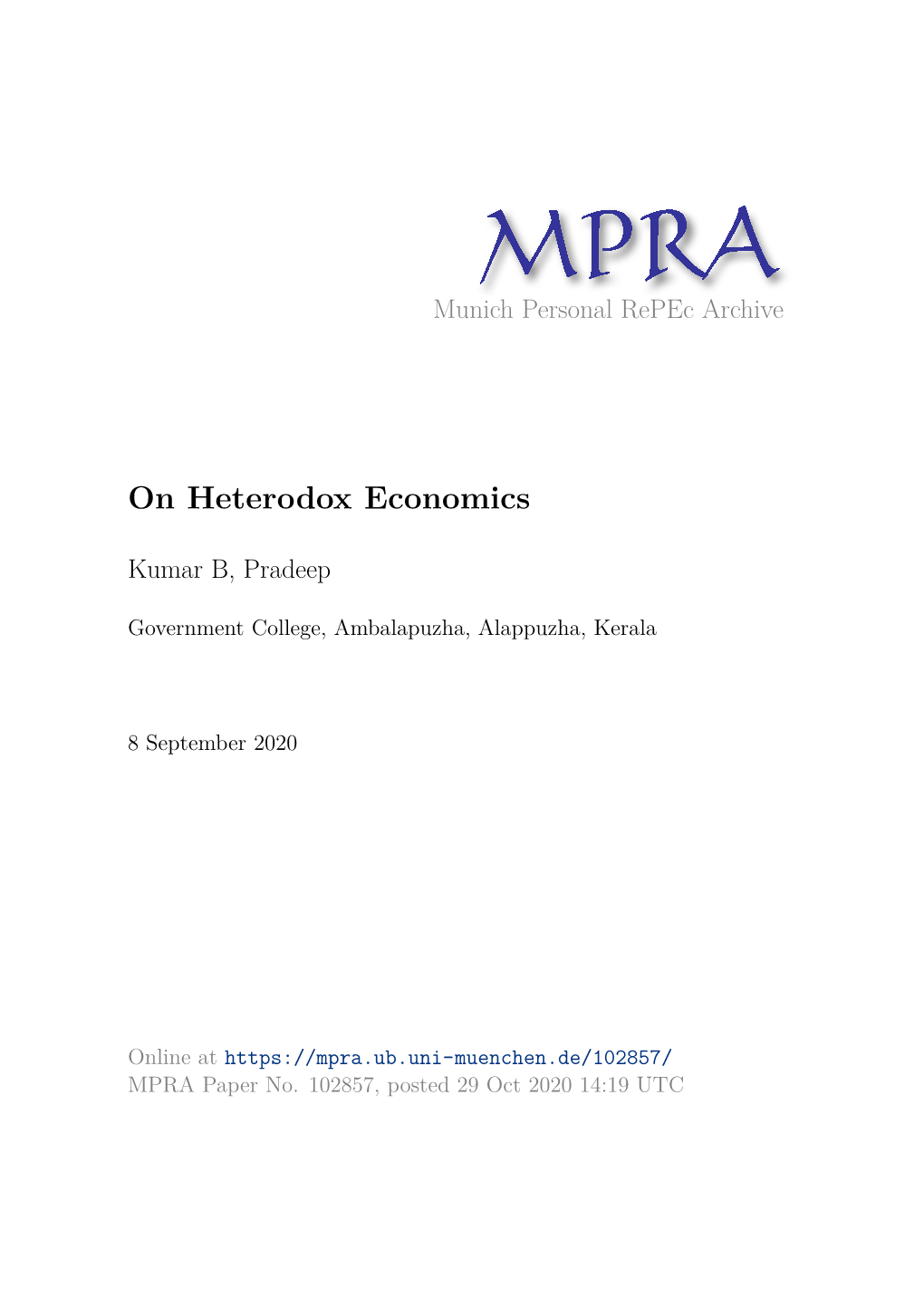 On Heterodox Economics