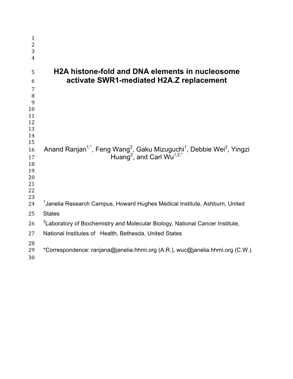 H2A Histone-Fold and DNA Elements in Nucleosome Activate SWR1