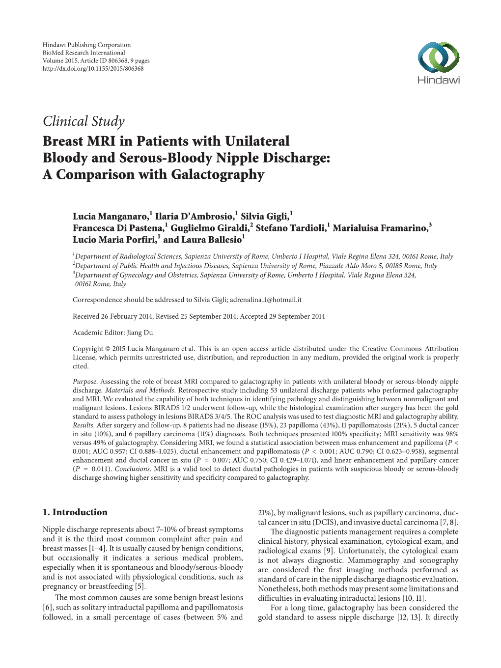 A Comparison with Galactography