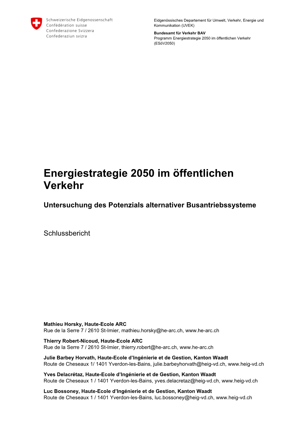 Energiestrategie 2050 Im Öffentlichen Verkehr (Esöv2050)
