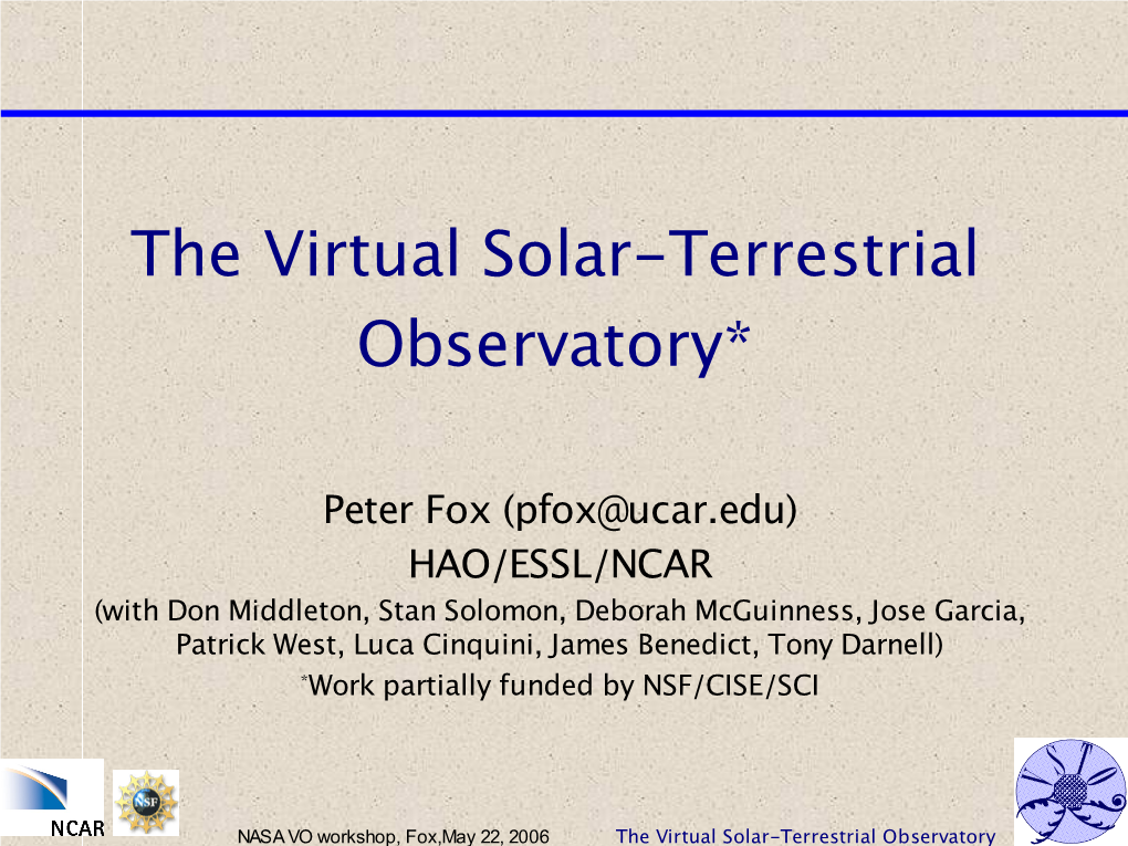 The Virtual Solar-Terrestrial Observatory*