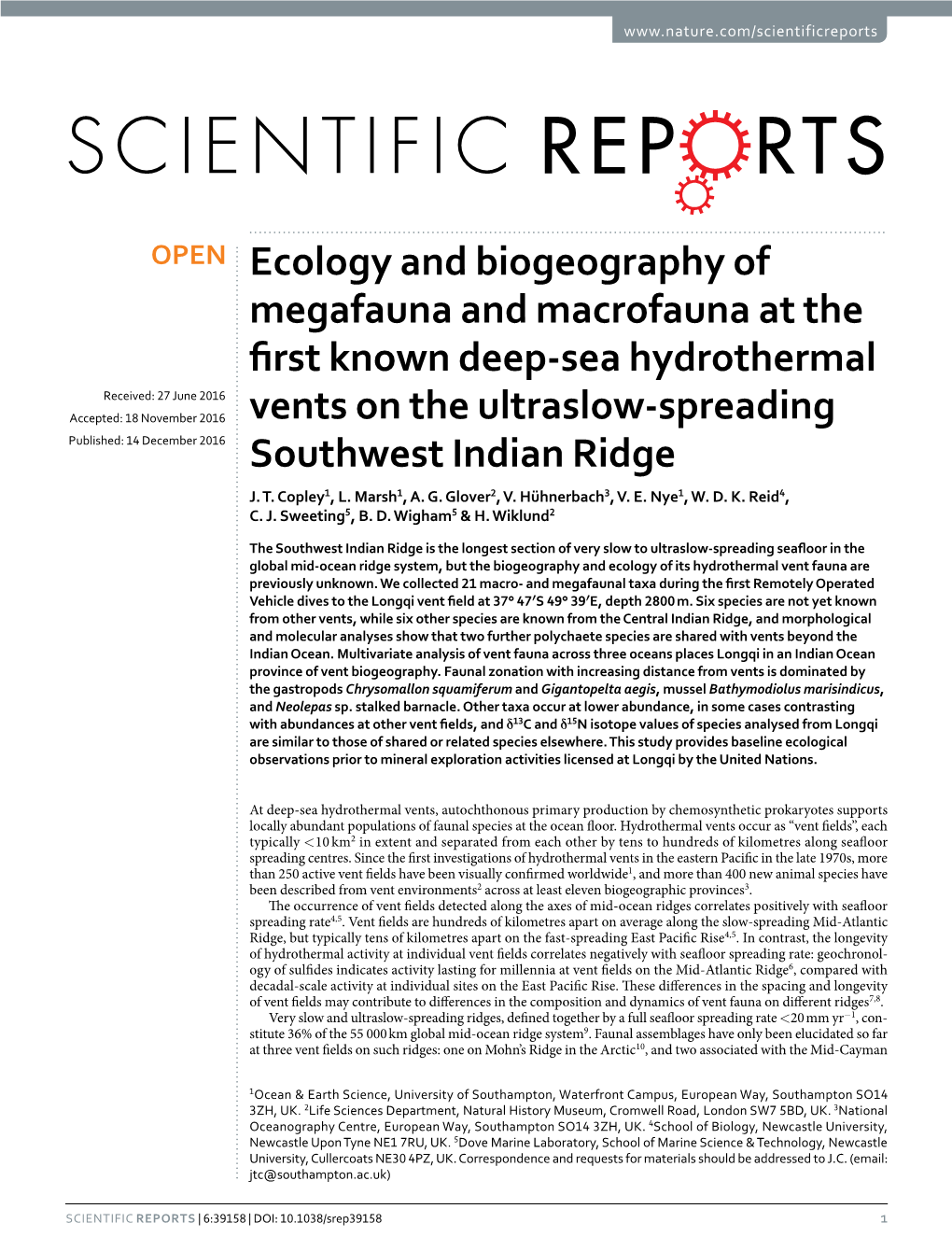 Ecology and Biogeography of Megafauna And