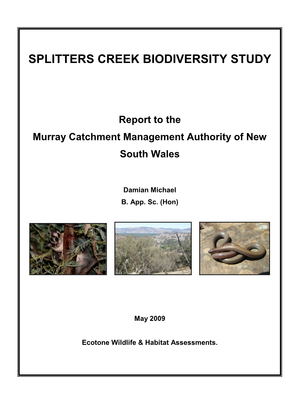 Splitters Creek Biodiversity Study