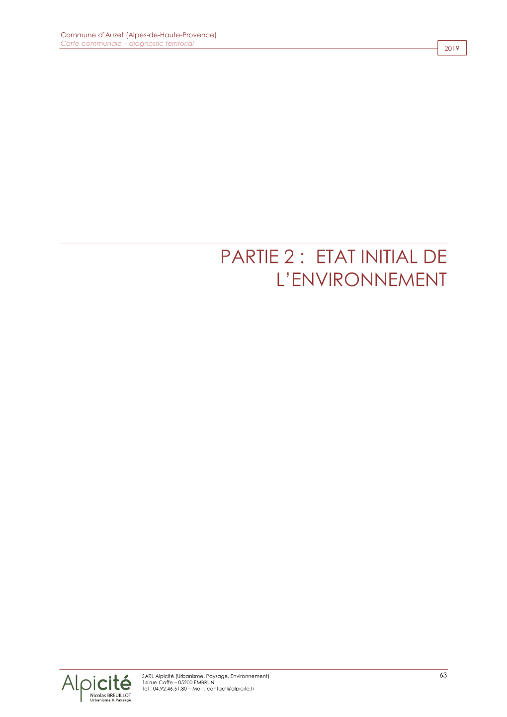 Partie 2 : Etat Initial De L'environnement
