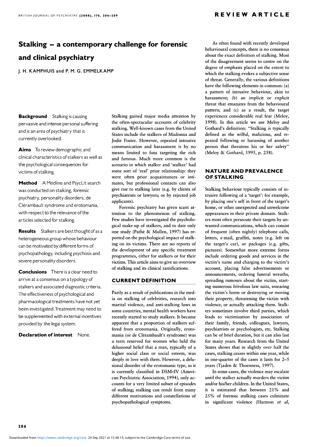 Stalking ^ a Contemporary Challenge for Forensic and Clinical Psychiatry