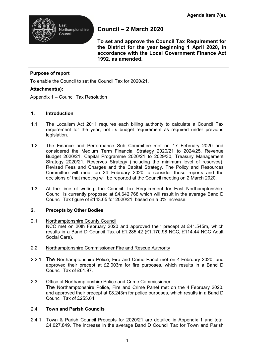 Council – 2 March 2020