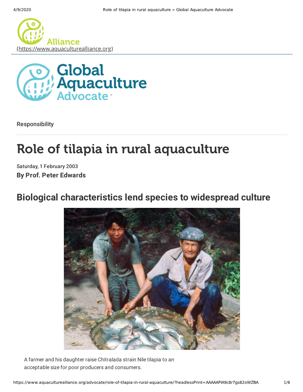 Role of Tilapia in Rural Aquaculture « Global Aquaculture Advocate