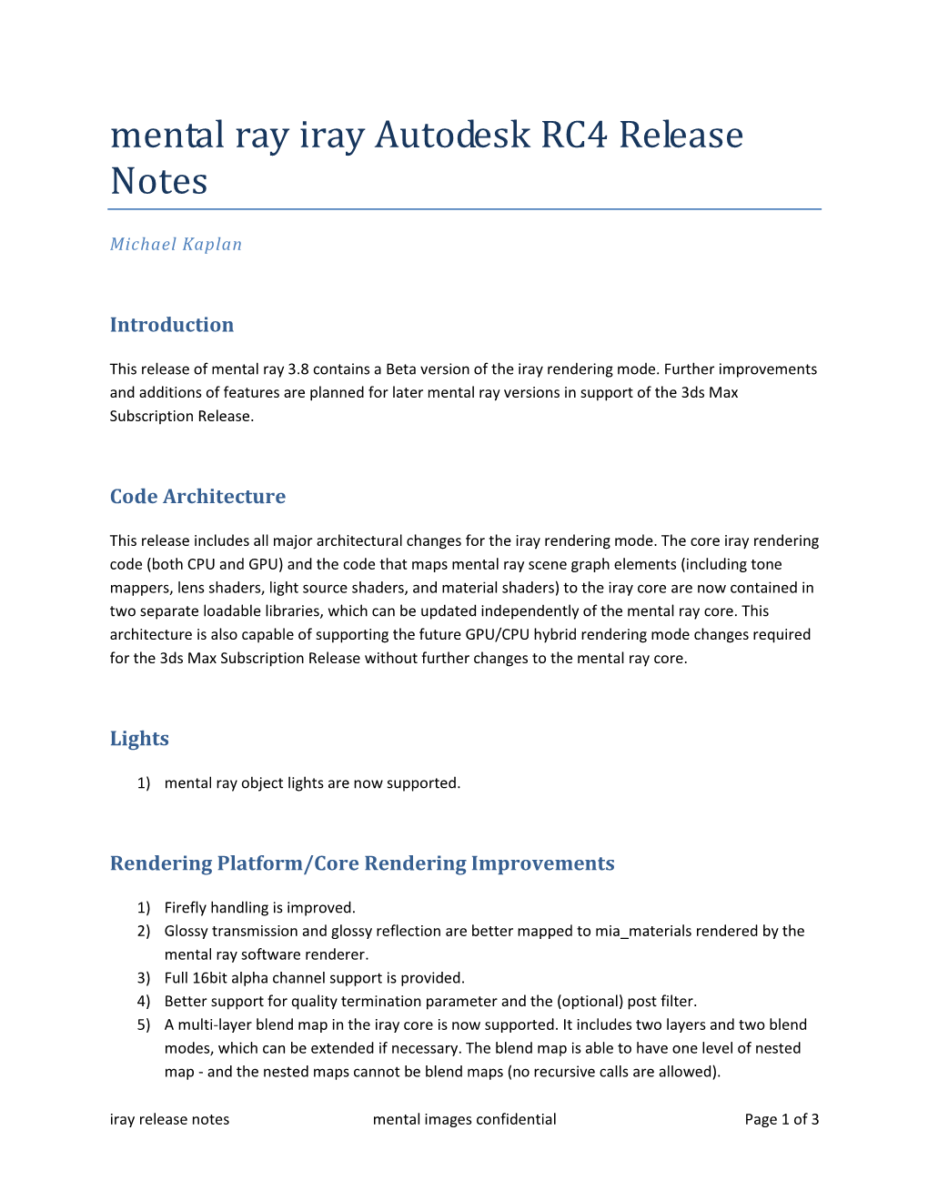 Mental Ray Iray Autodesk RC4 Release Notes