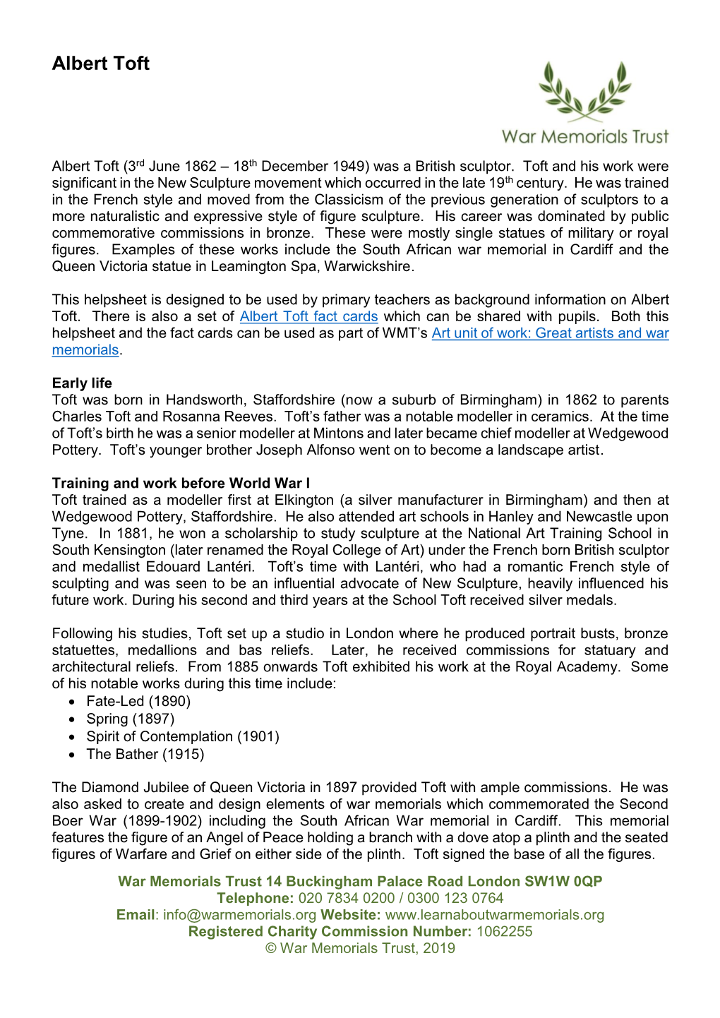 Albert Toft Primary Helpsheet