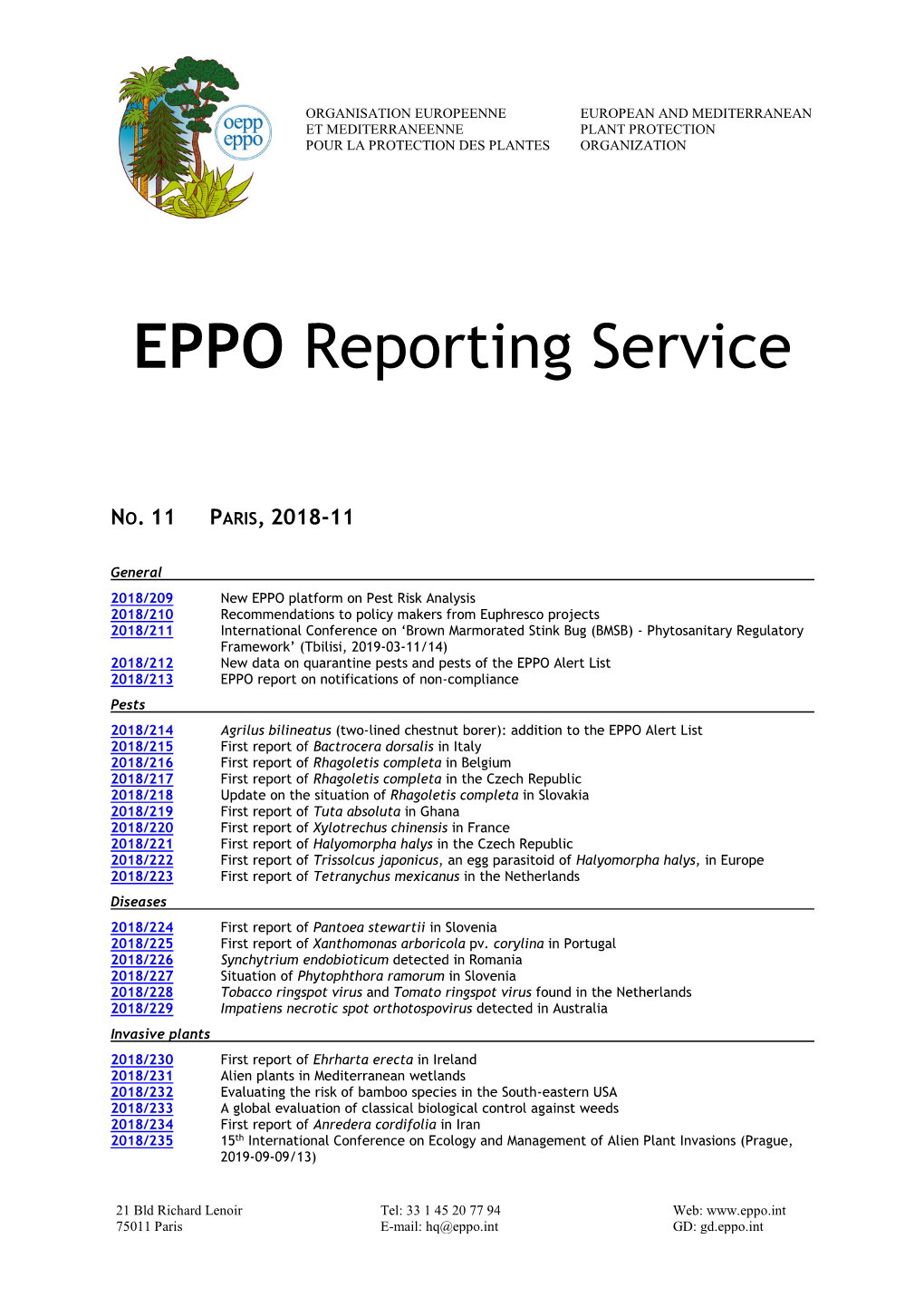 EPPO Reporting Service