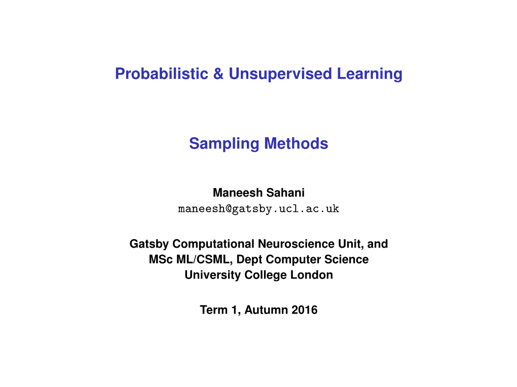 Sampling Methods (Gatsby ML1 2015)