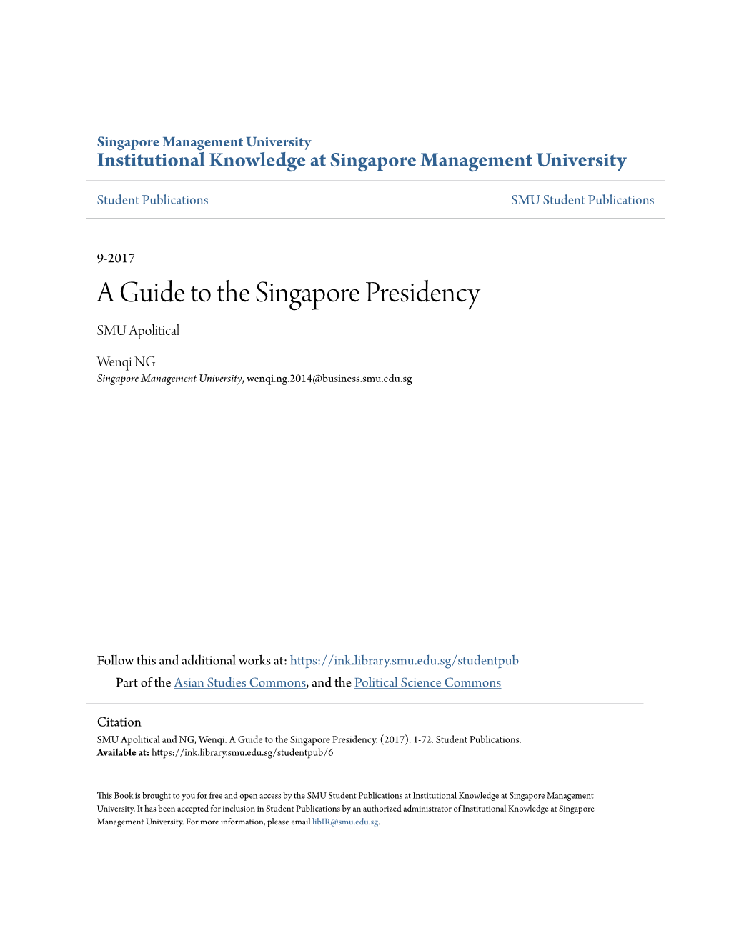 A Guide to the Singapore Presidency SMU Apolitical