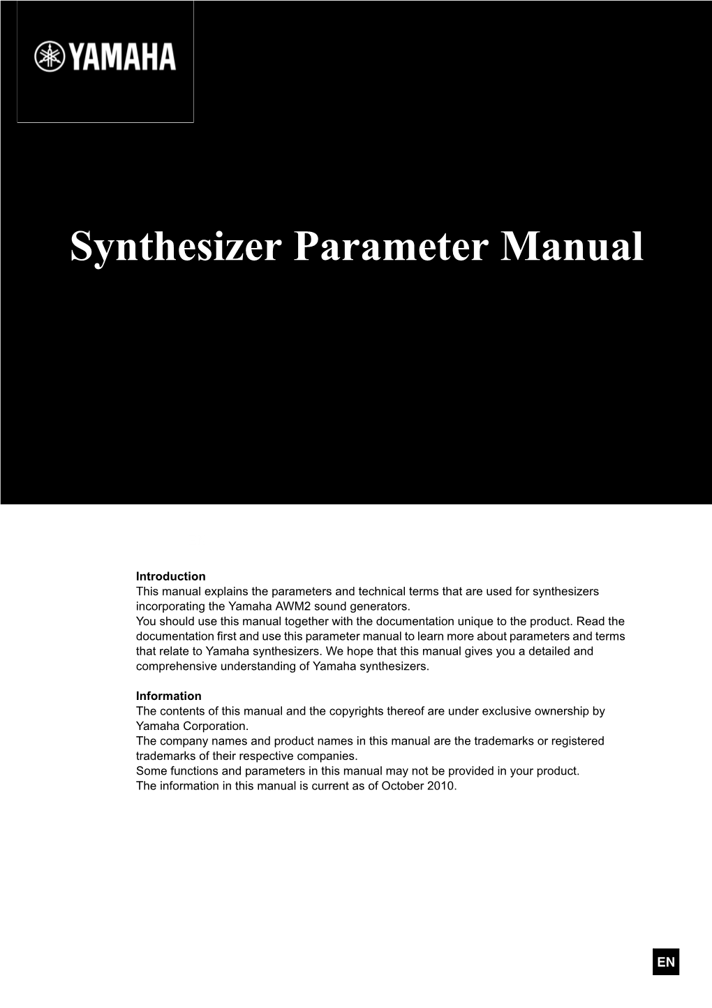 Synthesizer Parameter Manual