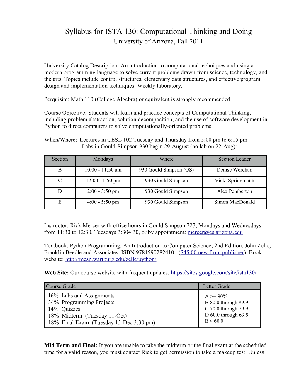 Syllabus for ISTA 130: Computational Thinking and Doing