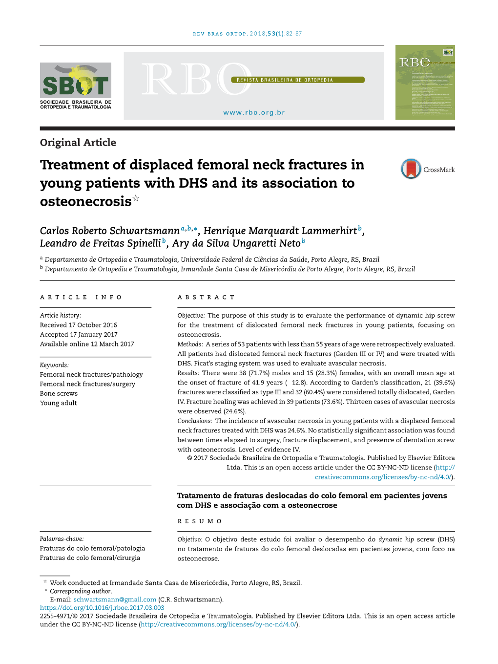 Treatment of Displaced Femoral Neck Fractures in Young Patients