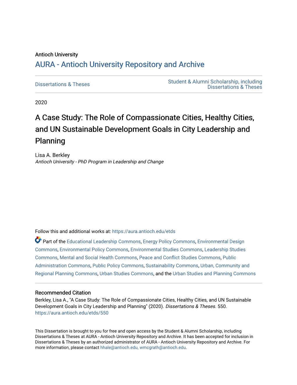 The Role of Compassionate Cities, Healthy Cities, and UN Sustainable Development Goals in City Leadership and Planning