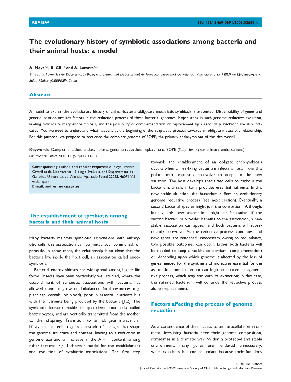 The Evolutionary History of Symbiotic Associations Among Bacteria and Their Animal Hosts: a Model