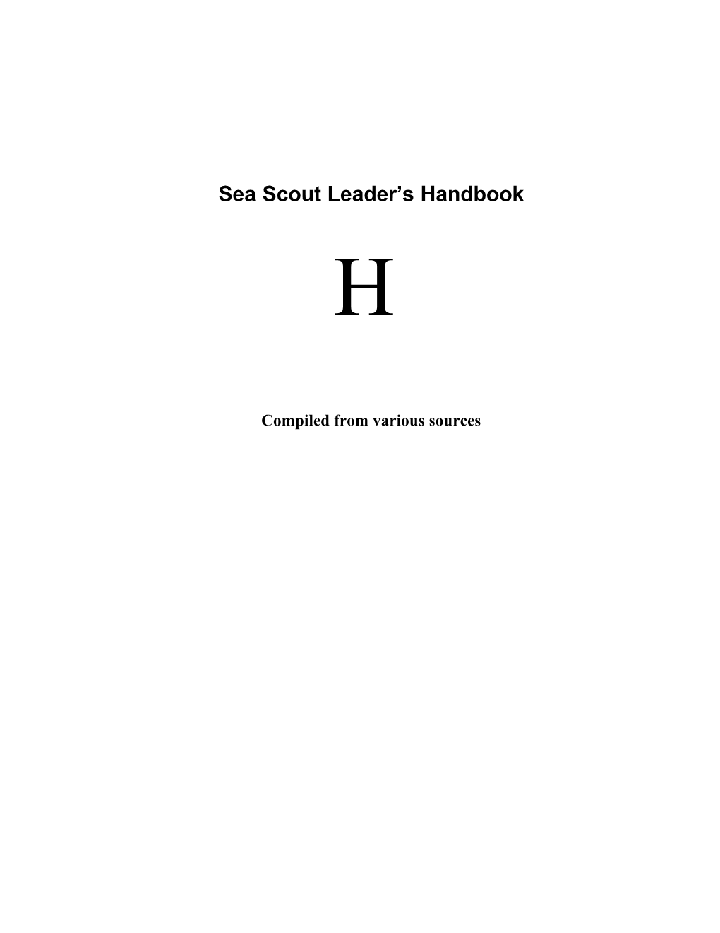 Sea Scout Leader's Handbook
