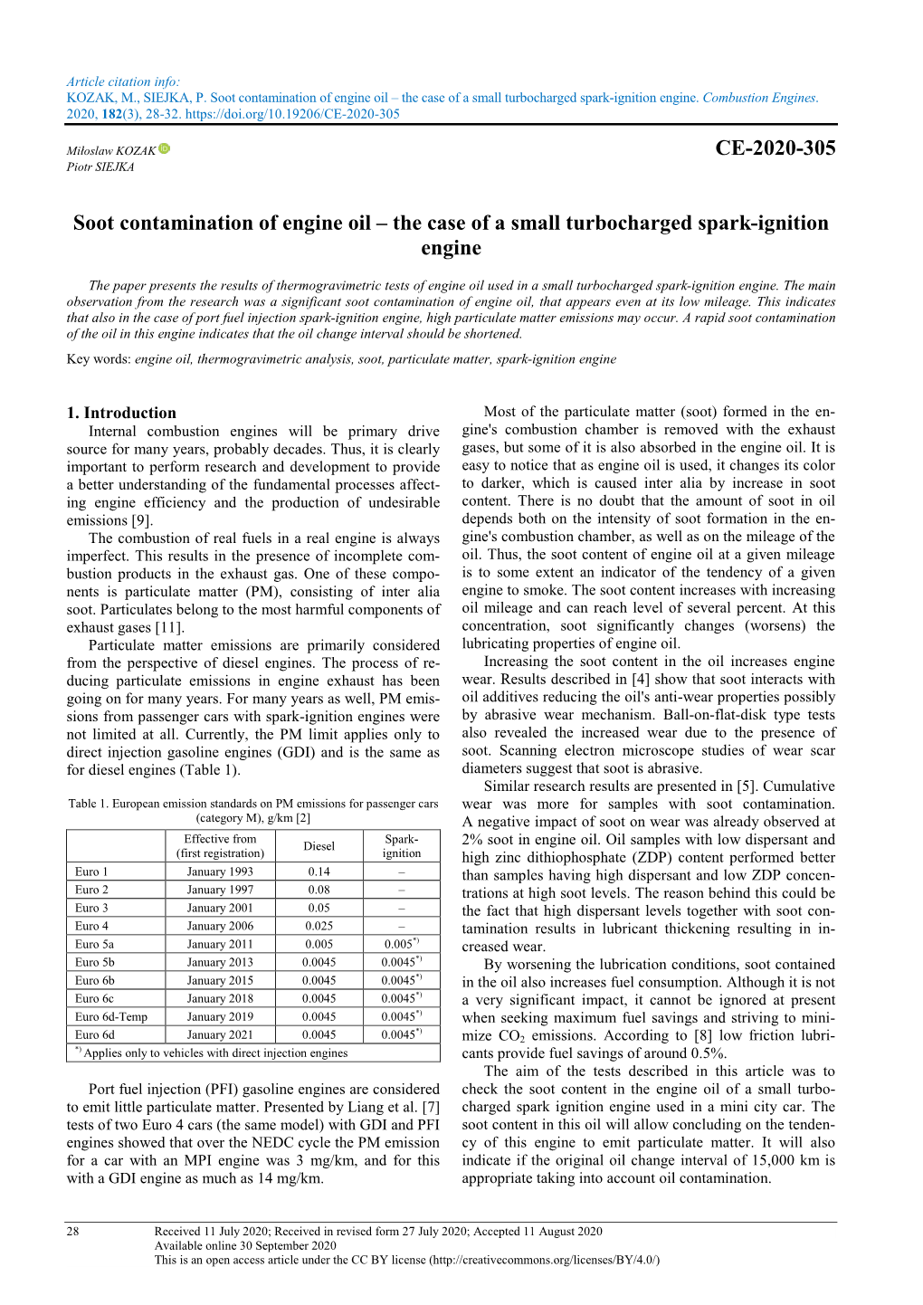Soot Contamination of Engine Oil – the Case of a Small Turbocharged Spark-Ignition Engine