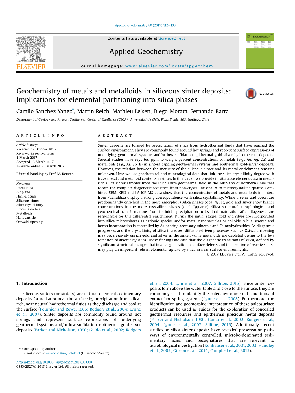 Geochemistry of Metals and Metalloids in Siliceous Sinter Deposits: Implications for Elemental Partitioning Into Silica Phases