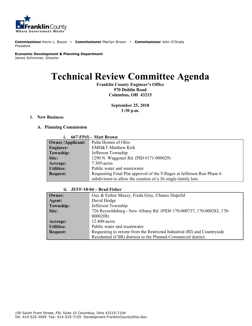 Technical Review Committee September 2018 E-Packet