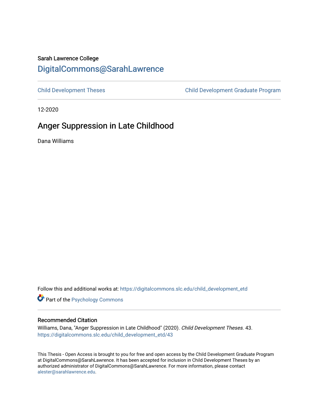 Anger Suppression in Late Childhood