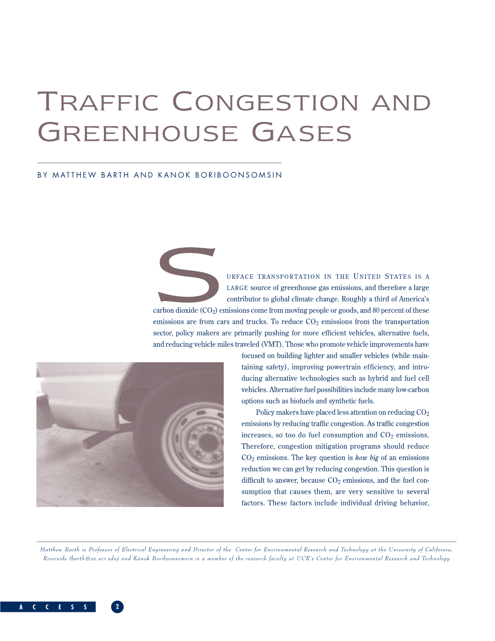 Traffic Congestion and Greenhouse Gases