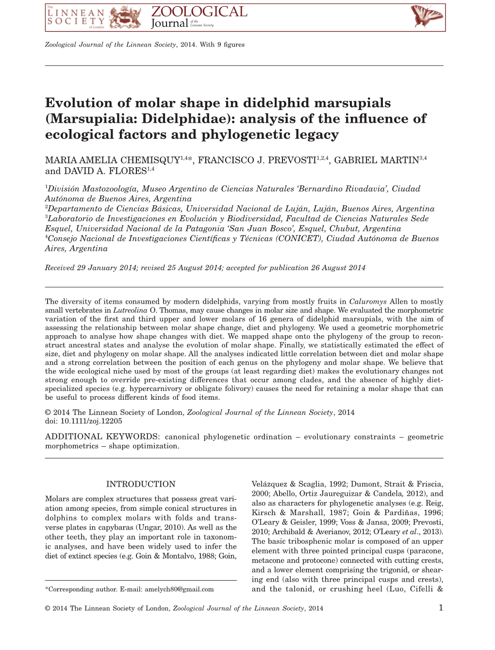 Evolution of Molar Shape in Didelphid Marsupials (Marsupialia: Didelphidae): Analysis of the Inﬂuence of Ecological Factors and Phylogenetic Legacy