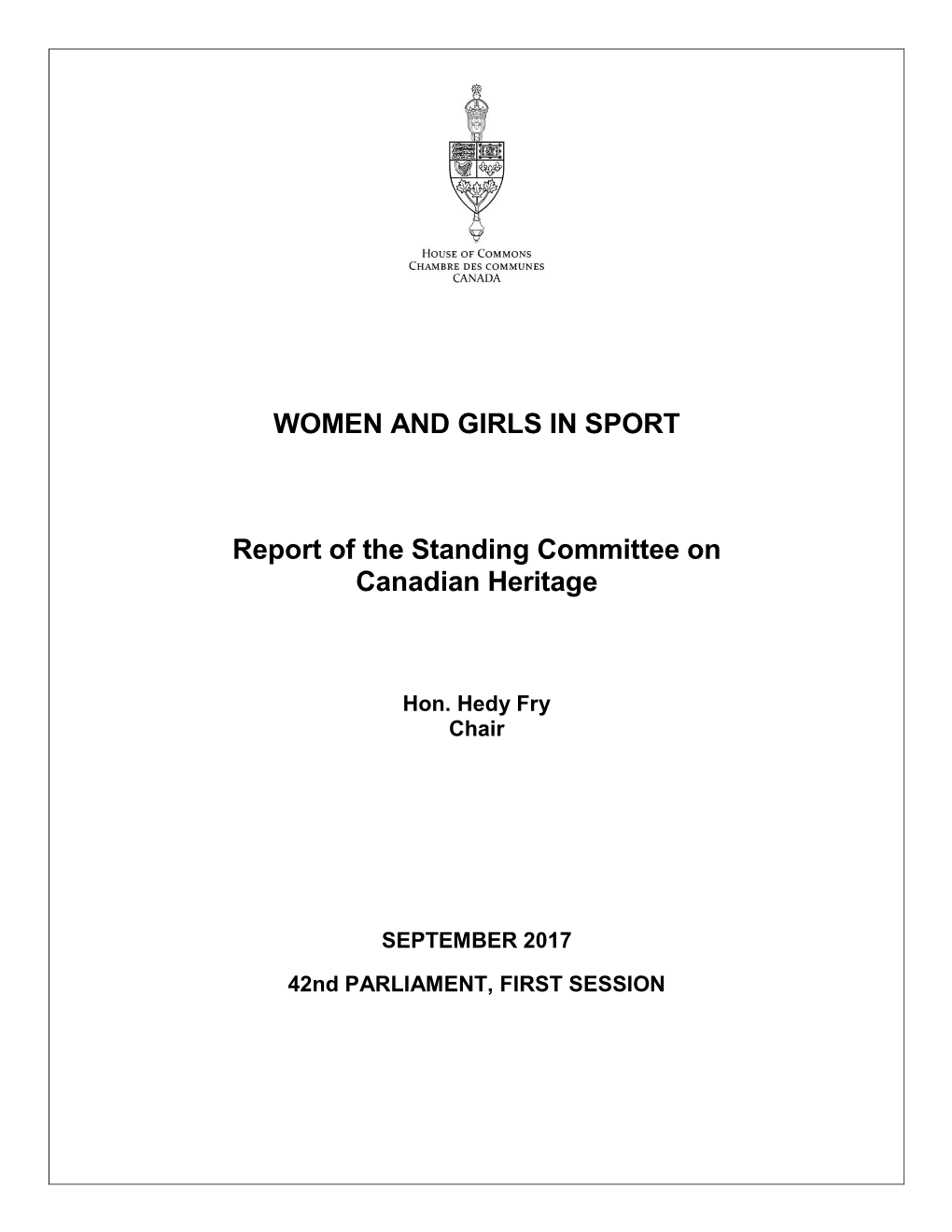 Report of the Standing Committee of Canadian Heritage