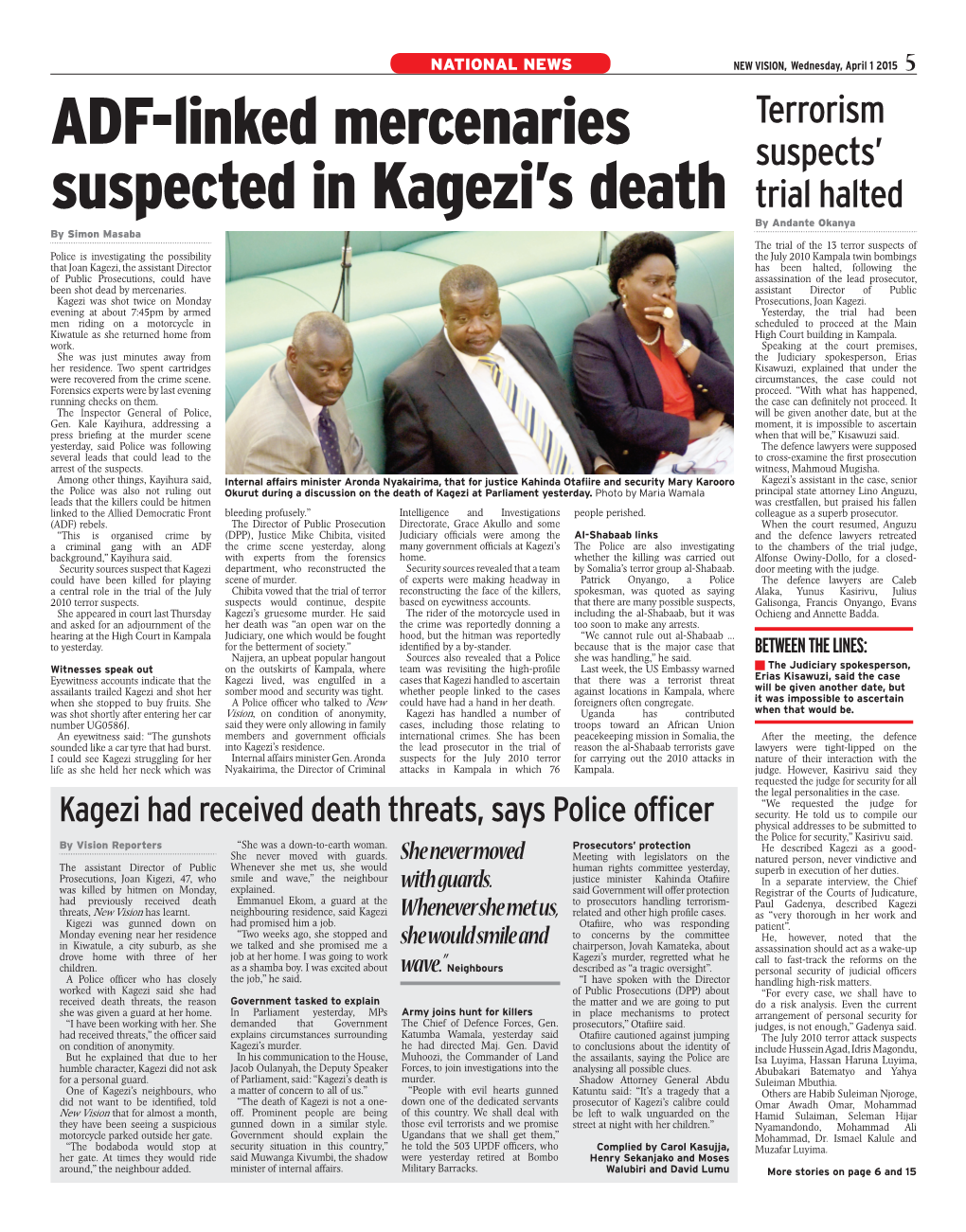 ADF-Linked Mercenaries Suspected in Kagezi's Death