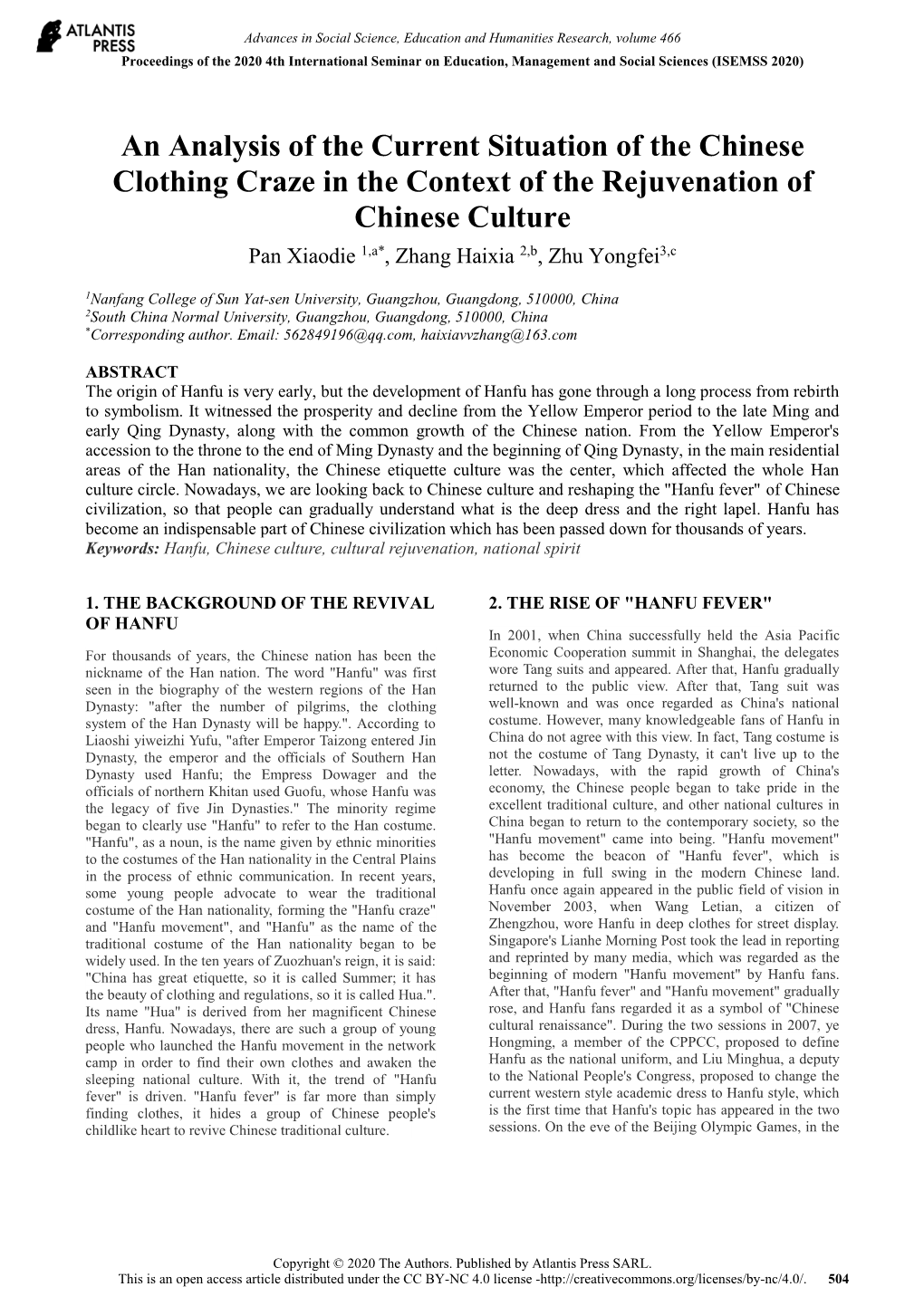 An Analysis of the Current Situation of the Chinese Clothing Craze in the Context of the Rejuvenation of Chinese Culture