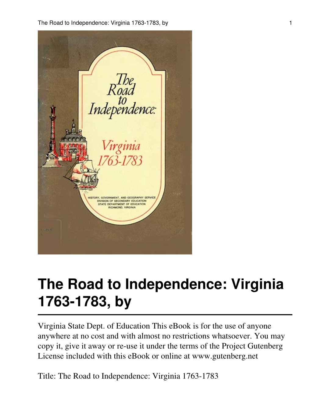 Virginia 1763-1783, by 1