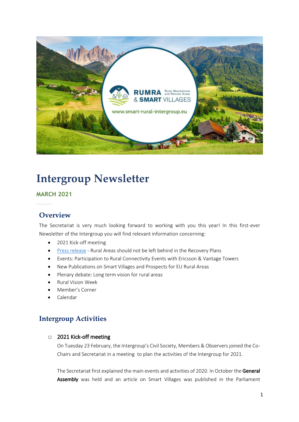 Intergroup Newsletter