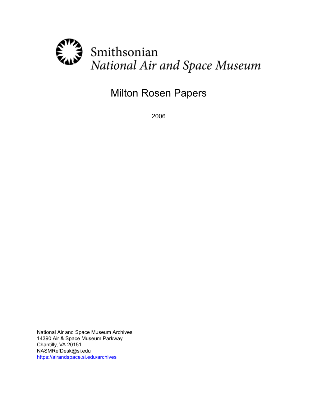 Milton Rosen Papers