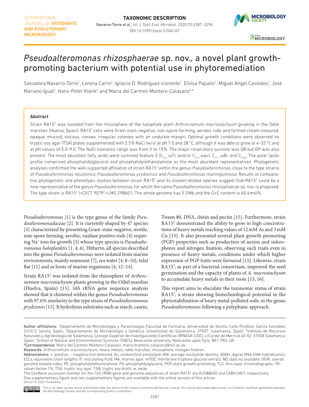 Pseudoalteromonas Rhizosphaerae Sp. Nov., a Novel Plant Growth-­ Promoting Bacterium with Potential Use in Phytoremediation