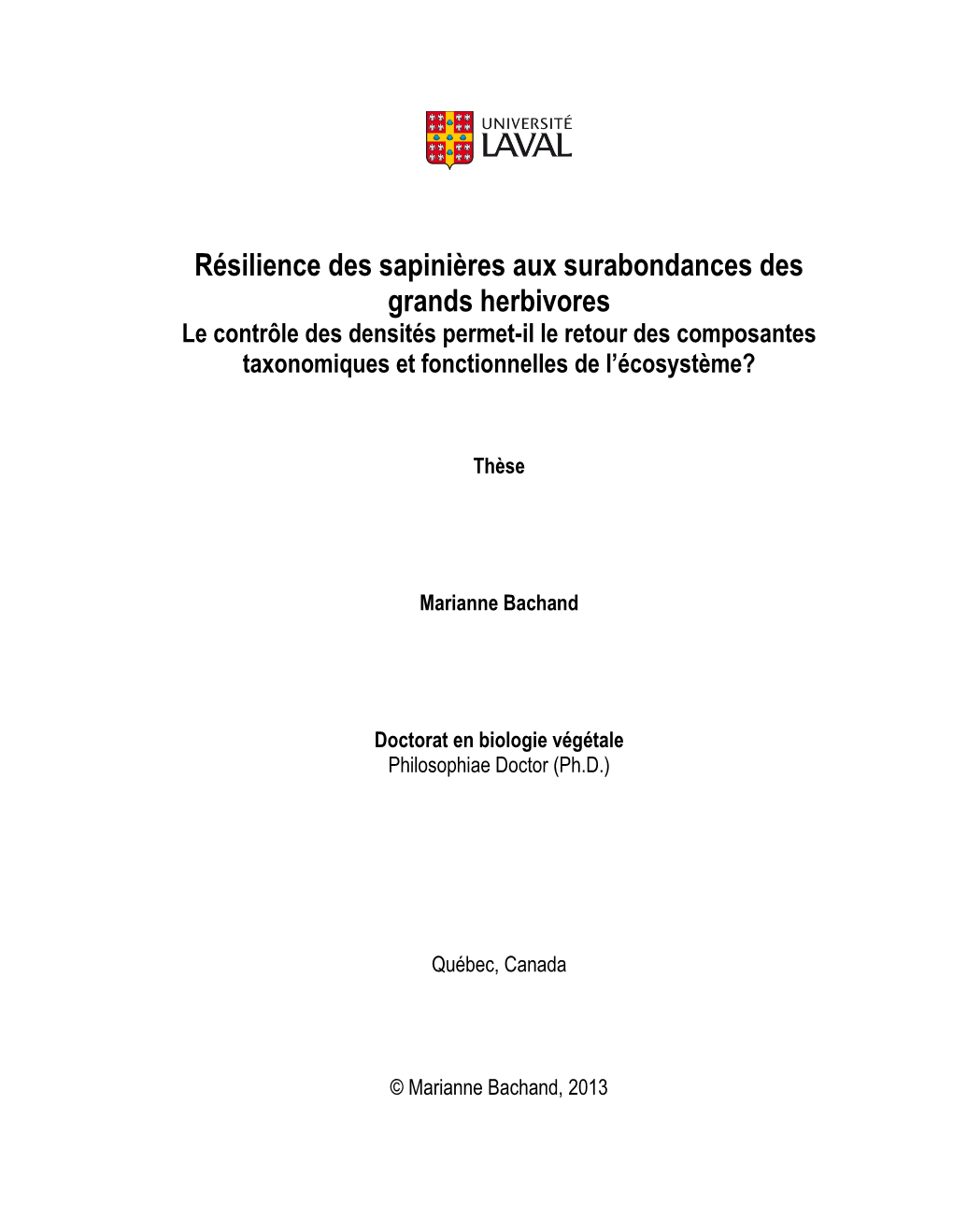 Résilience Des Sapinières Aux Surabondances Des Grands Herbivores