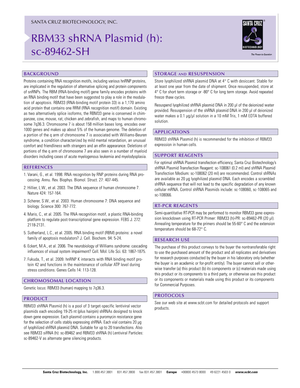 RBM33 Shrna Plasmid (H): Sc-89462-SH