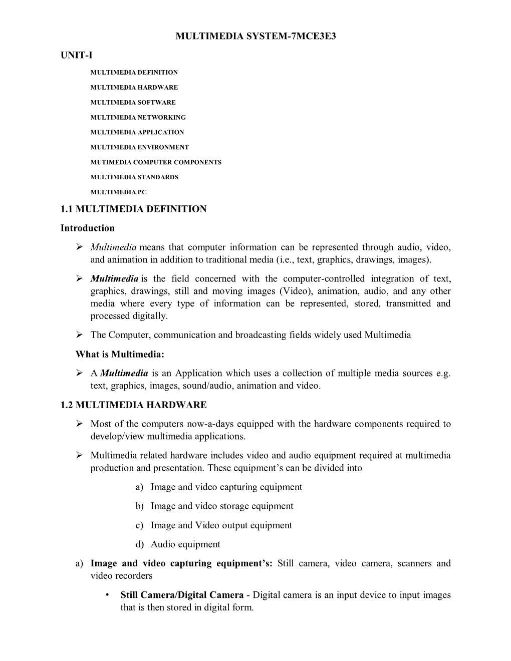 7MCE3E3 Multimedia Systems