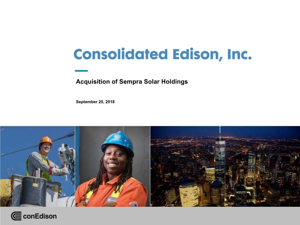 Acquisition of Sempra Solar Holdings