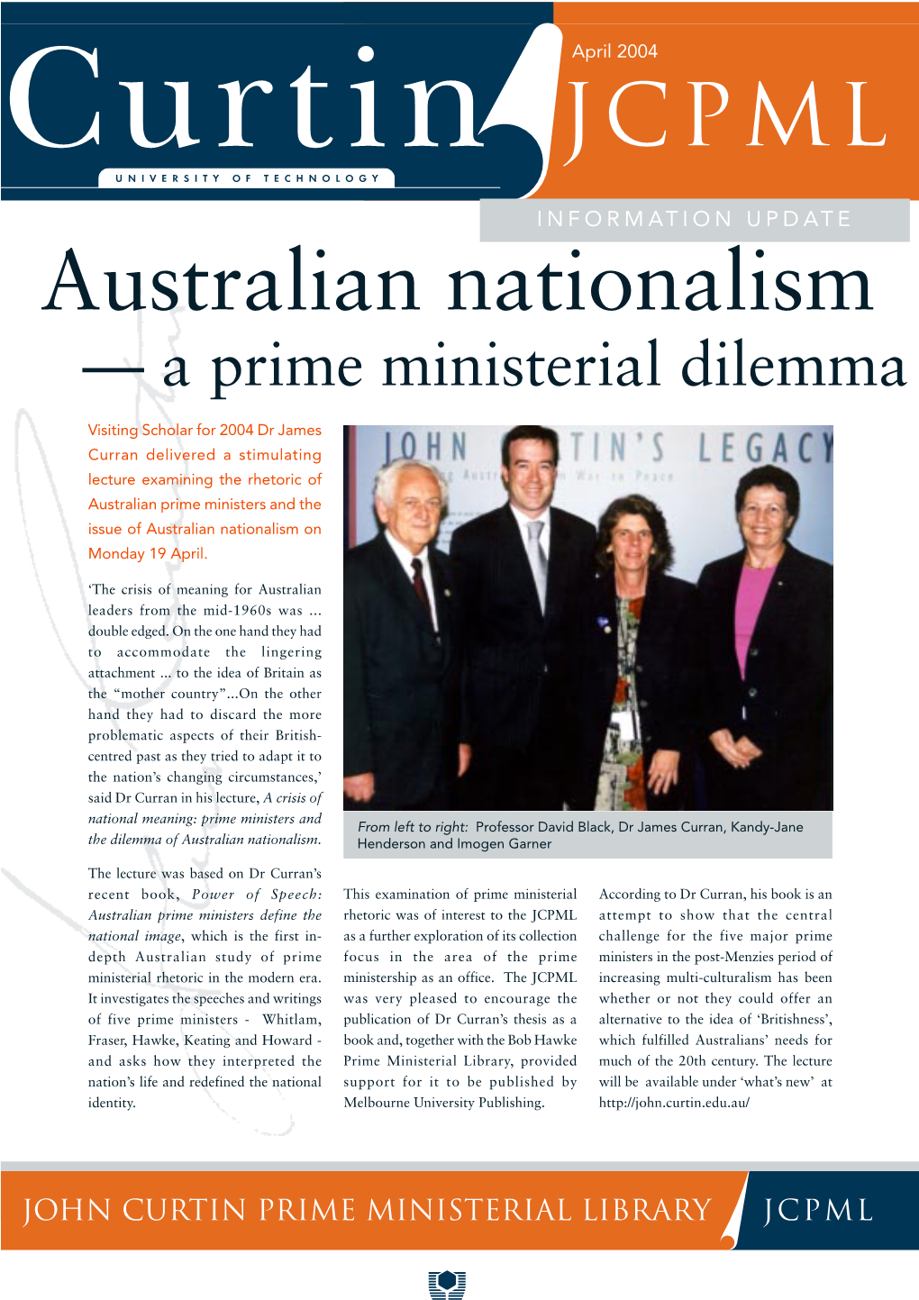 Australian Nationalism — a Prime Ministerial Dilemma