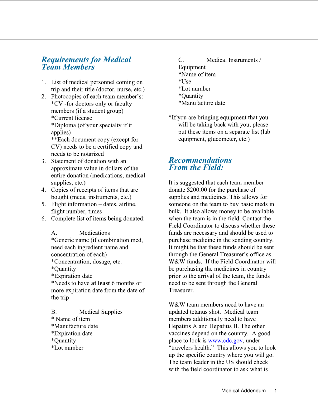 Initial Whittling of NHCM W&W Manual