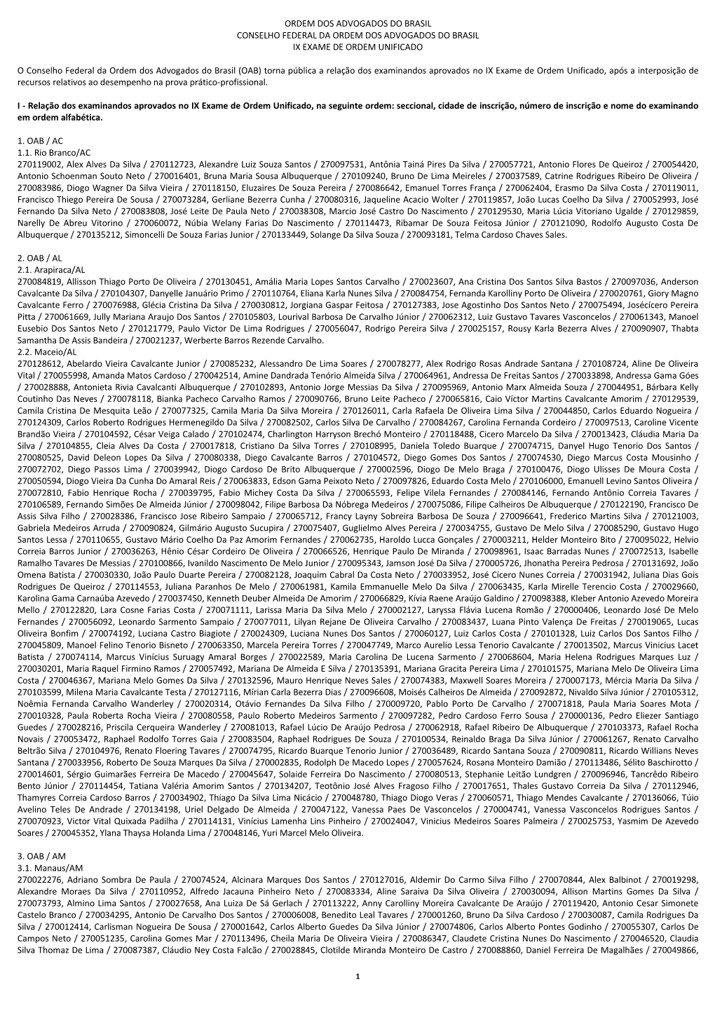 Ordem Dos Advogados Do Brasil Conselho Federal Da Ordem Dos Advogados Do Brasil Ix Exame De Ordem Unificado