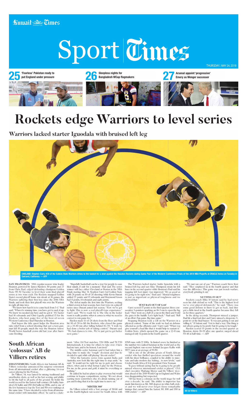Rockets Edge Warriors to Level Series Warriors Lacked Starter Iguodala with Bruised Left Leg