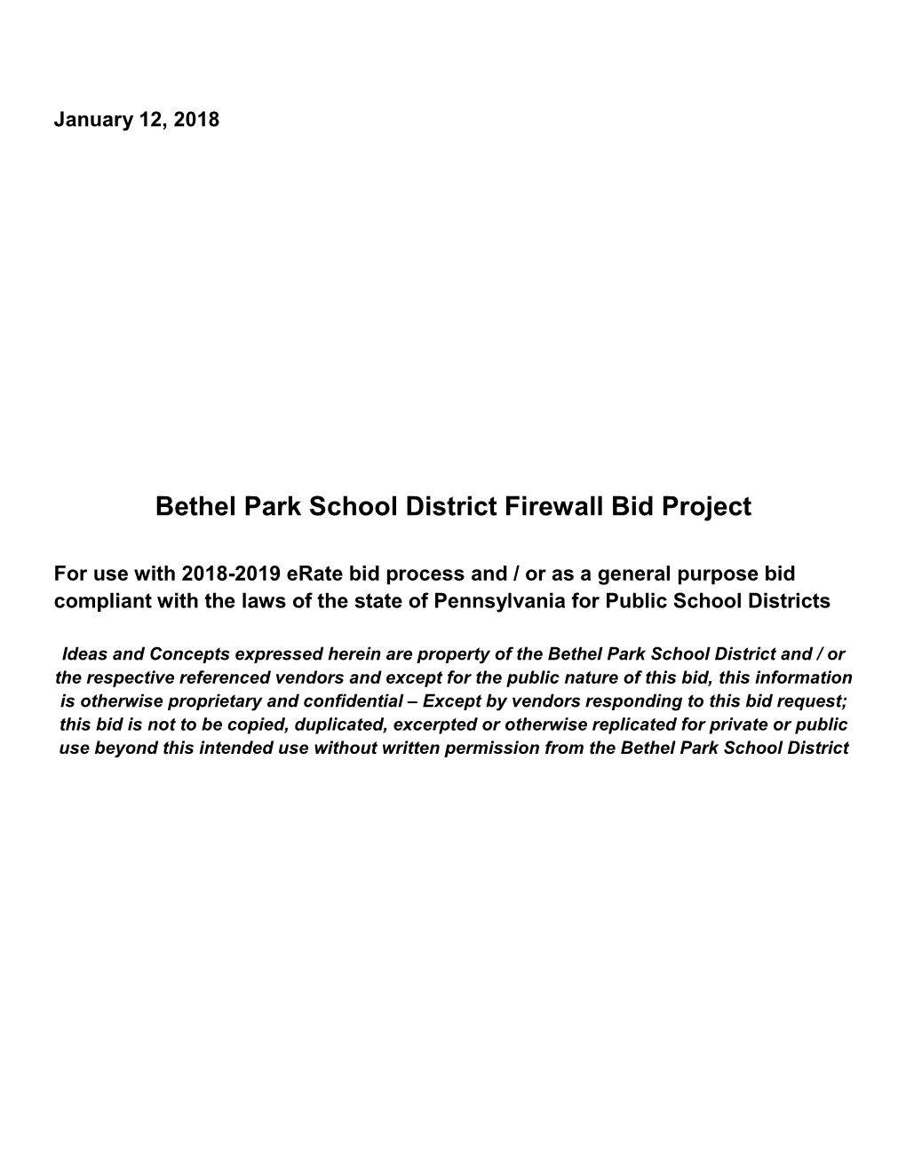 Bethel Park School District Firewall Bid Project