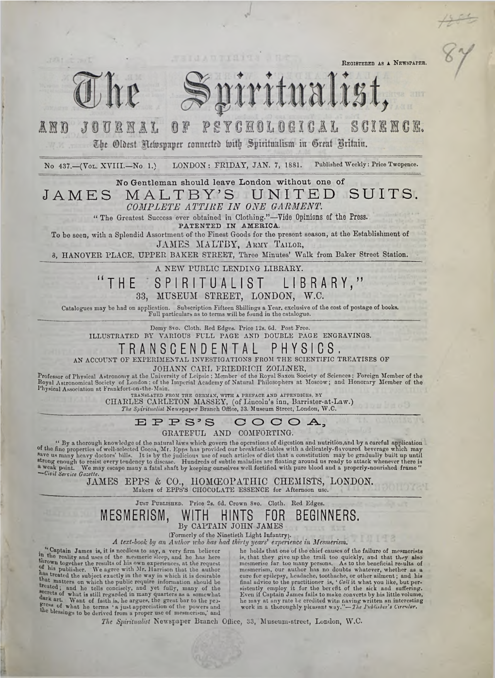 Mesmerism, with Hints for Beginners