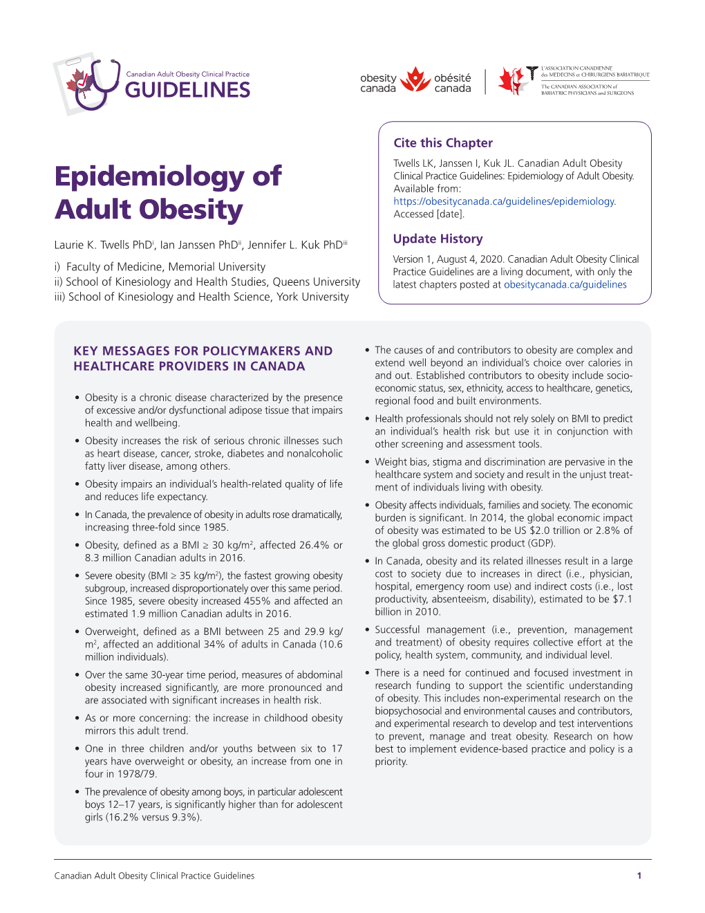Epidemiology of Adult Obesity