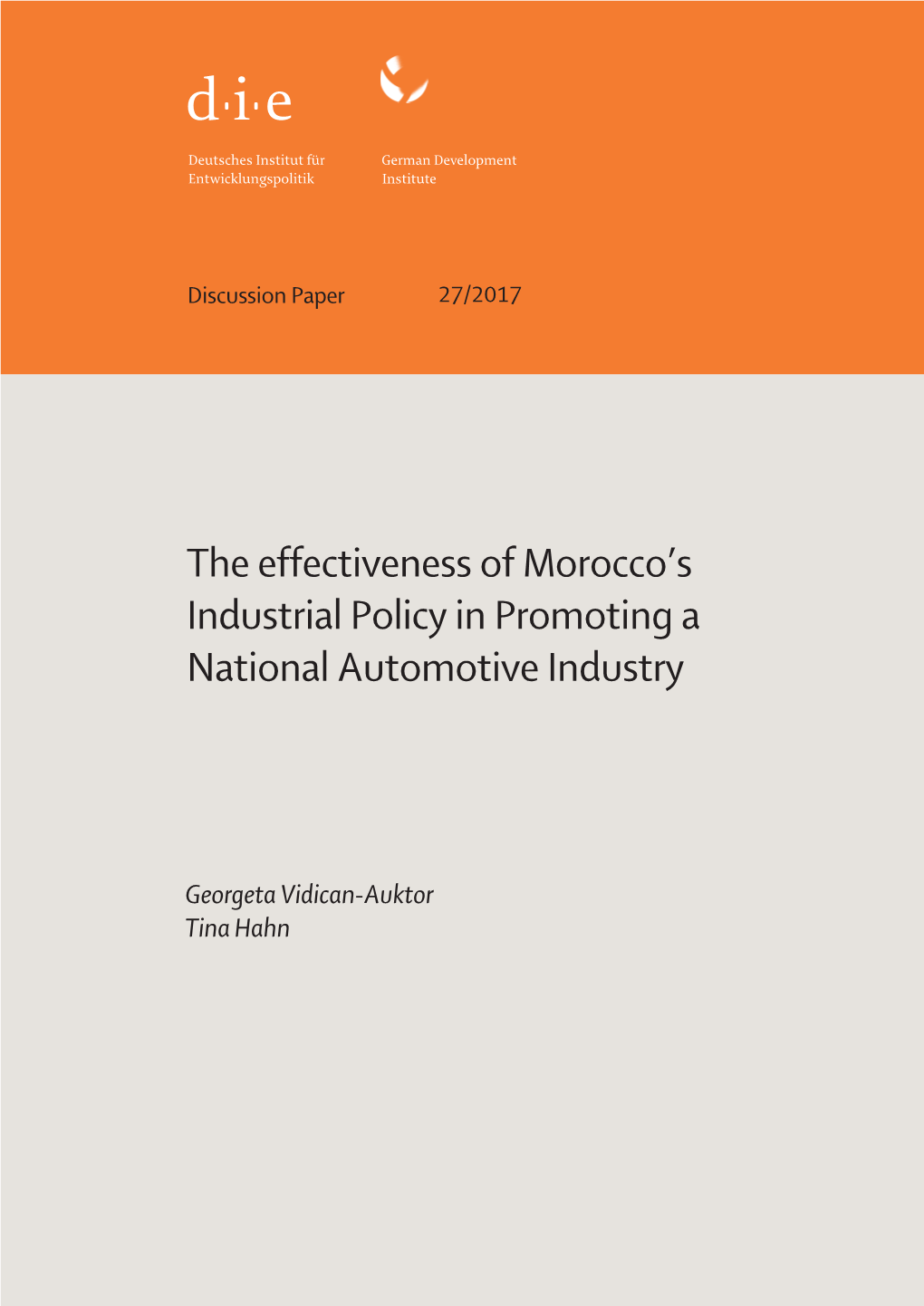 The Effectiveness of Morocco's Industrial Policy in Promoting A