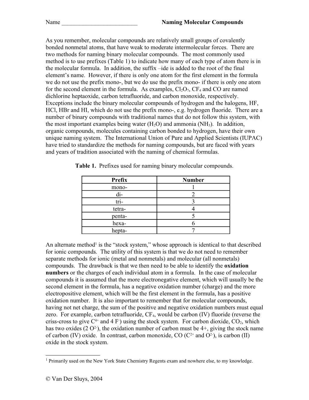 Periodic Table Worksheet s1