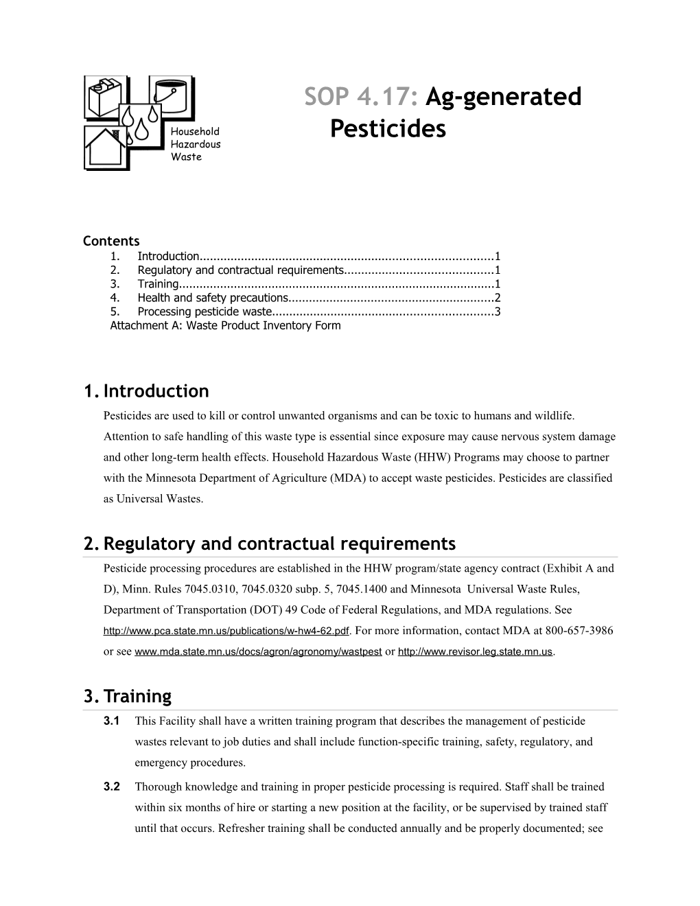 SOP 4.17: Ag-Generated Pesticides