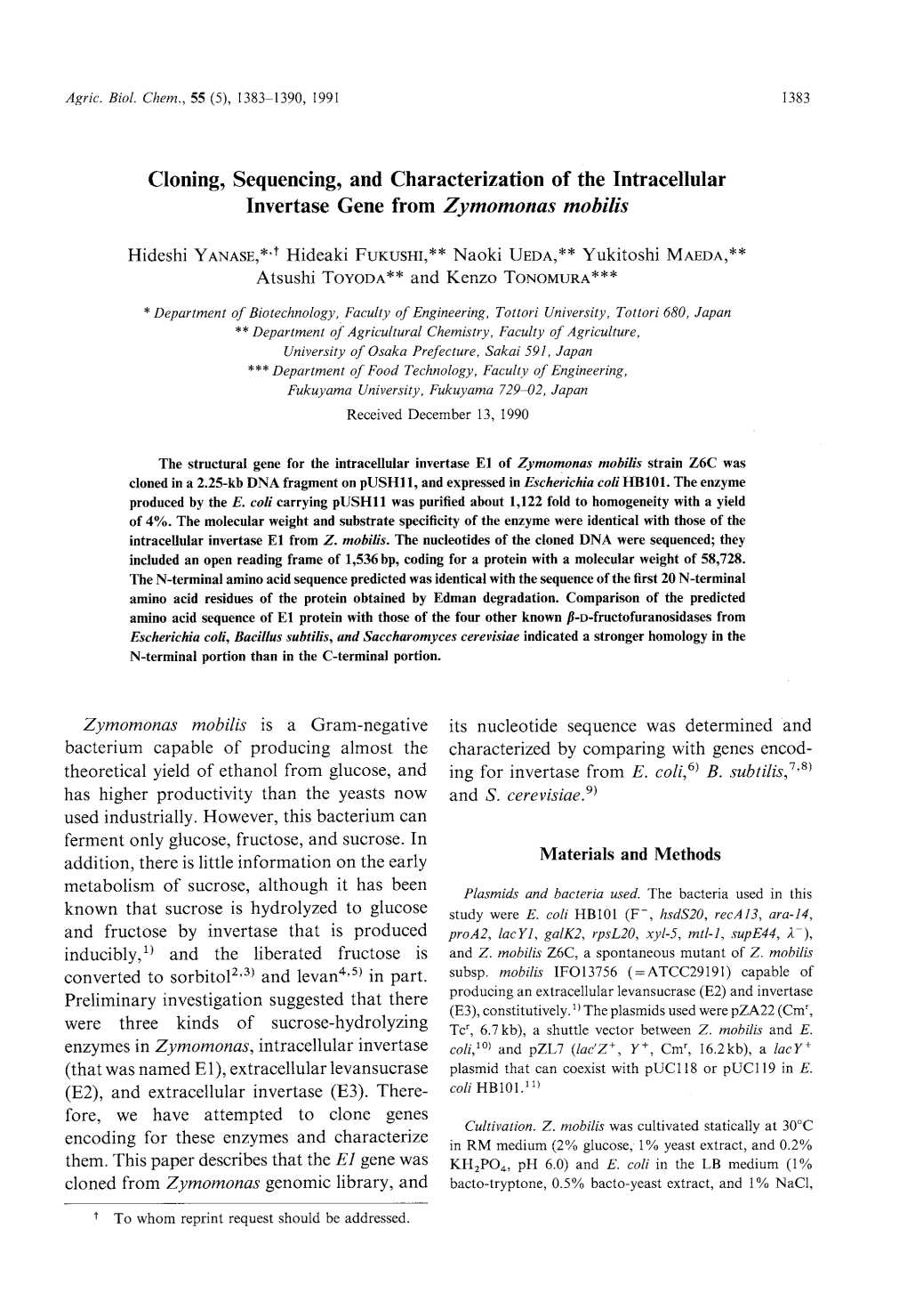 Cloning, Sequencing, and Characterization of The